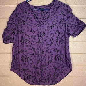 Torrid Lavender Top with Black Floral Design